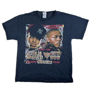 Chris Brown Bow Wow 2007 Up Close And Personal Tour T-Shirt Black Size M Y2K